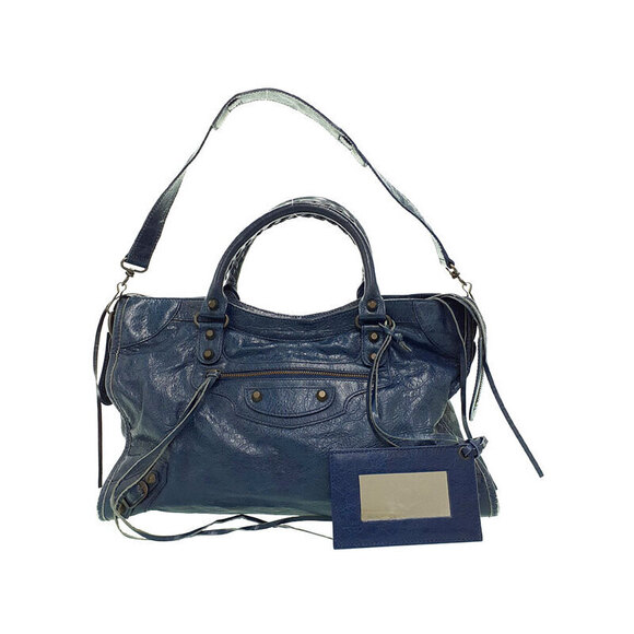 Balenciaga Handbags - Balenciaga The City Leather Shoulder Bag Blue